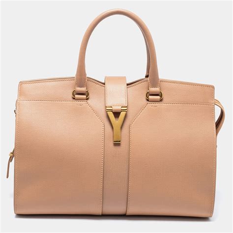 ysl veske beige|Chyc leather tote Yves Saint Laurent Beige in Leather .